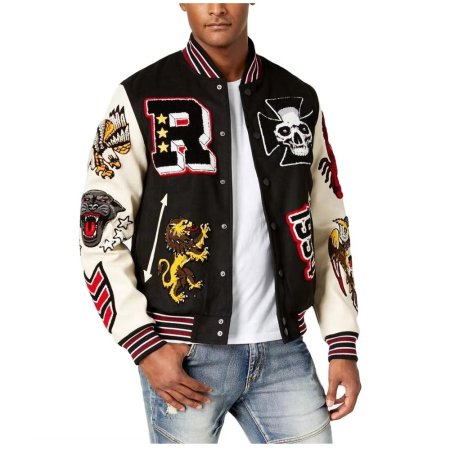 Embroidered varsity jacket